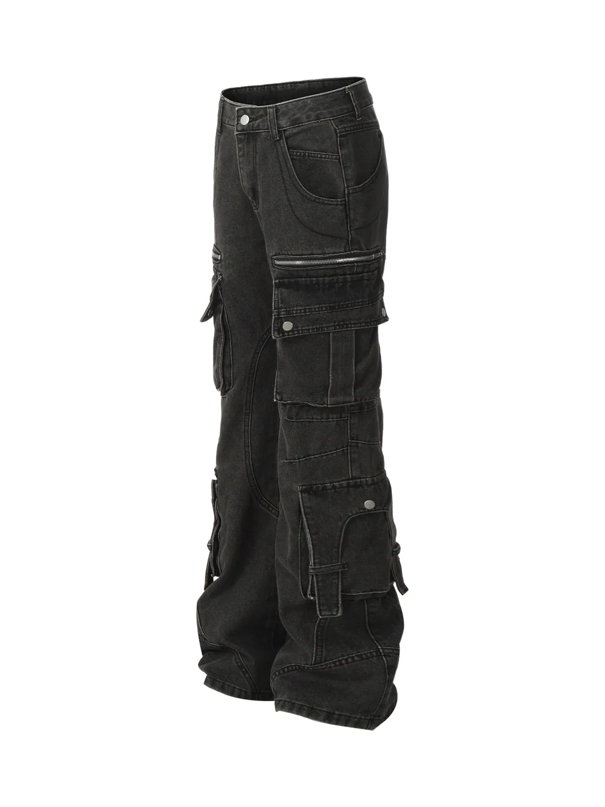 Washed Multi-Pocket Bootcut Jeans sold by Thesupermade product image thumbnail 3