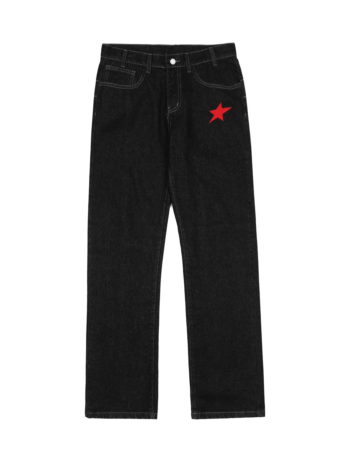 Dark Gothic Embroidered Star Straight Jeans sold by Thesupermade