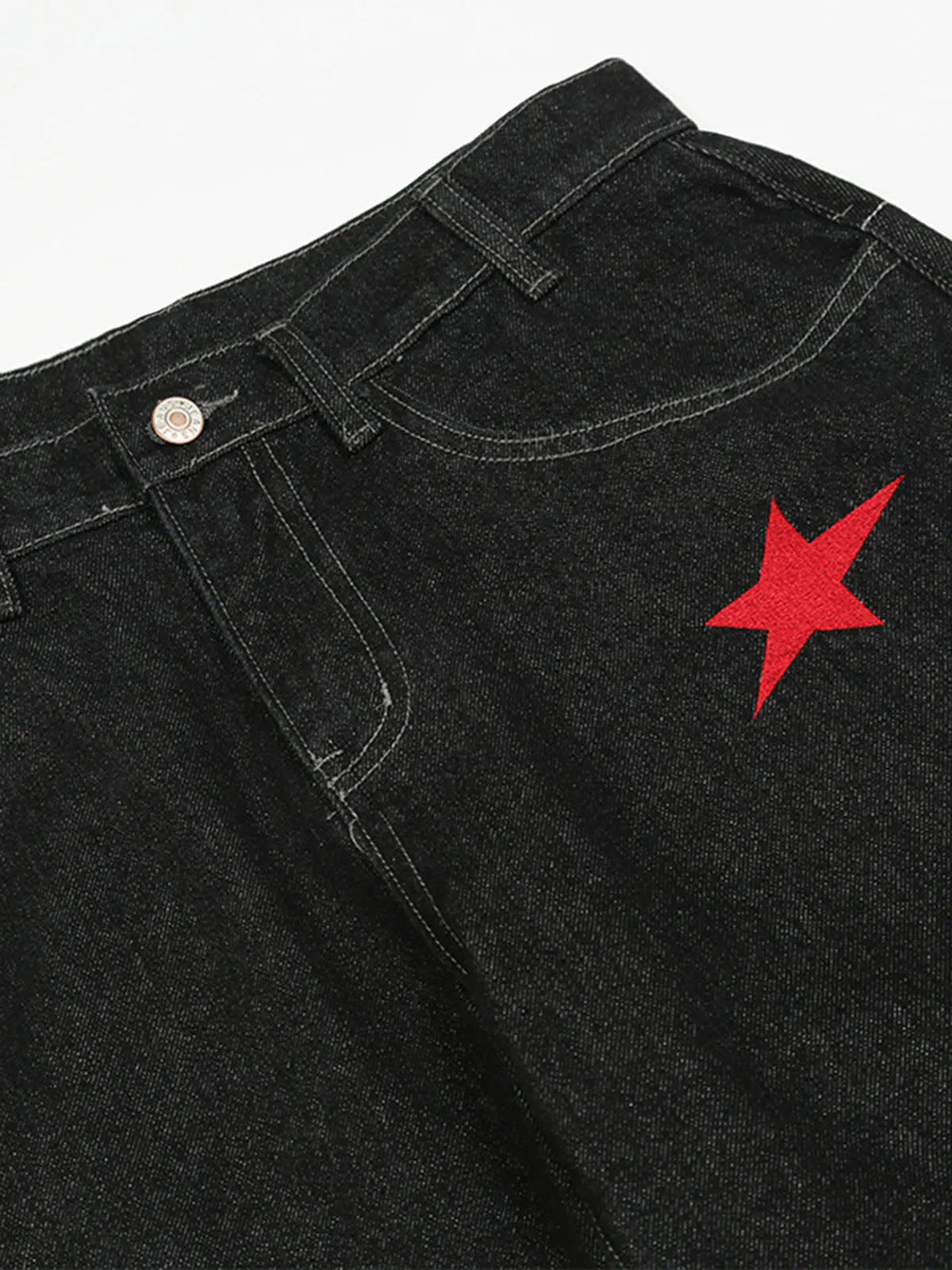 Dark Gothic Embroidered Star Straight Jeans sold by Thesupermade product image thumbnail 3