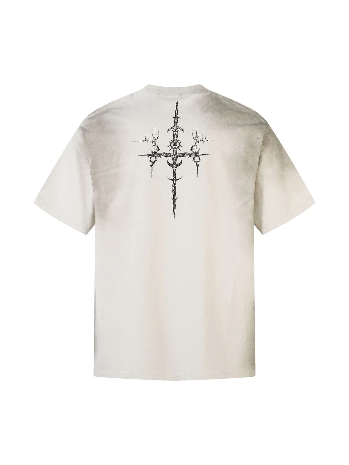 Heavy Cotton Washed Cross Shield Print T-shirt sold by Thesupermade product image thumbnail 3