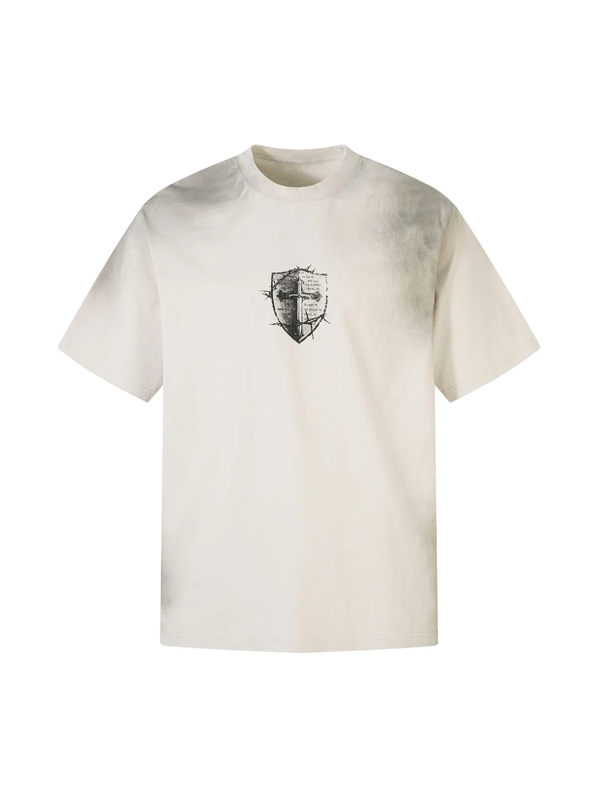 Heavy Cotton Washed Cross Shield Print T-shirt sold by Thesupermade