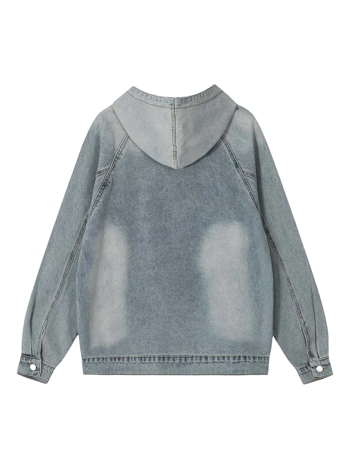 Embroidered Washed Distressed Denim Hoodie sold by Thesupermade product image thumbnail 2