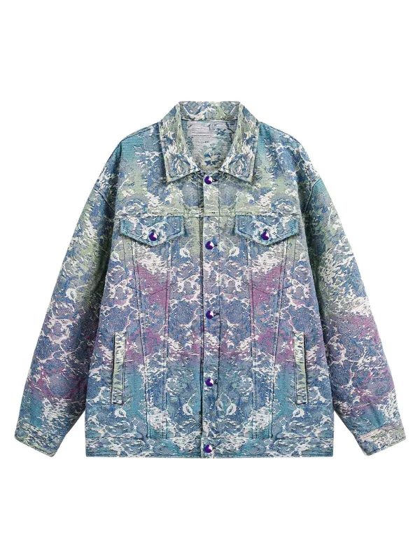 Retro Washed Gradient Tie-Dyed Denim Jacket sold by Thesupermade