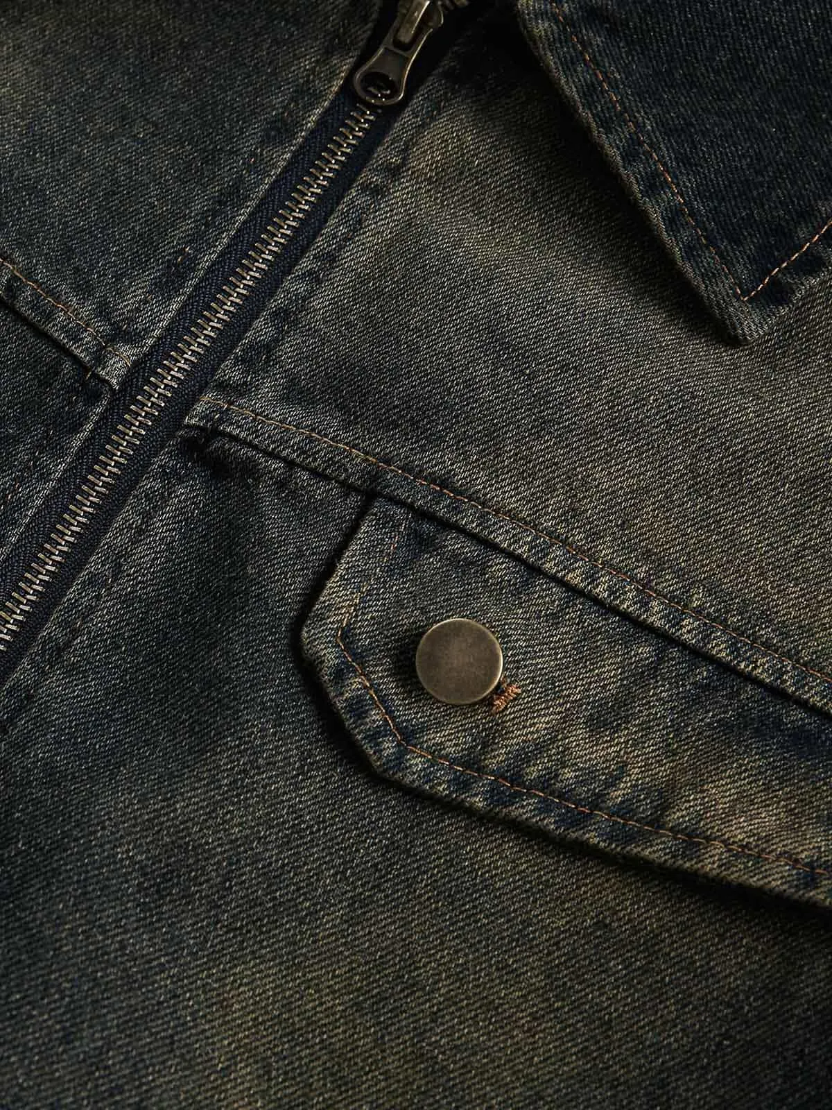 Washed Distressed Multi-Pocket Denim Jacket sold by Thesupermade product image thumbnail 4