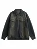 Washed Distressed Multi-Pocket Denim Jacket sold by Thesupermade