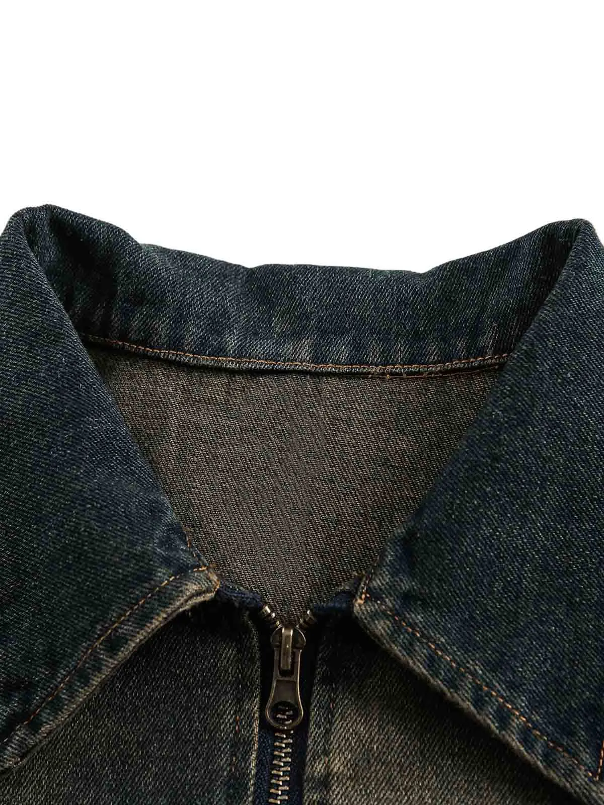 Washed Distressed Multi-Pocket Denim Jacket sold by Thesupermade product image thumbnail 3