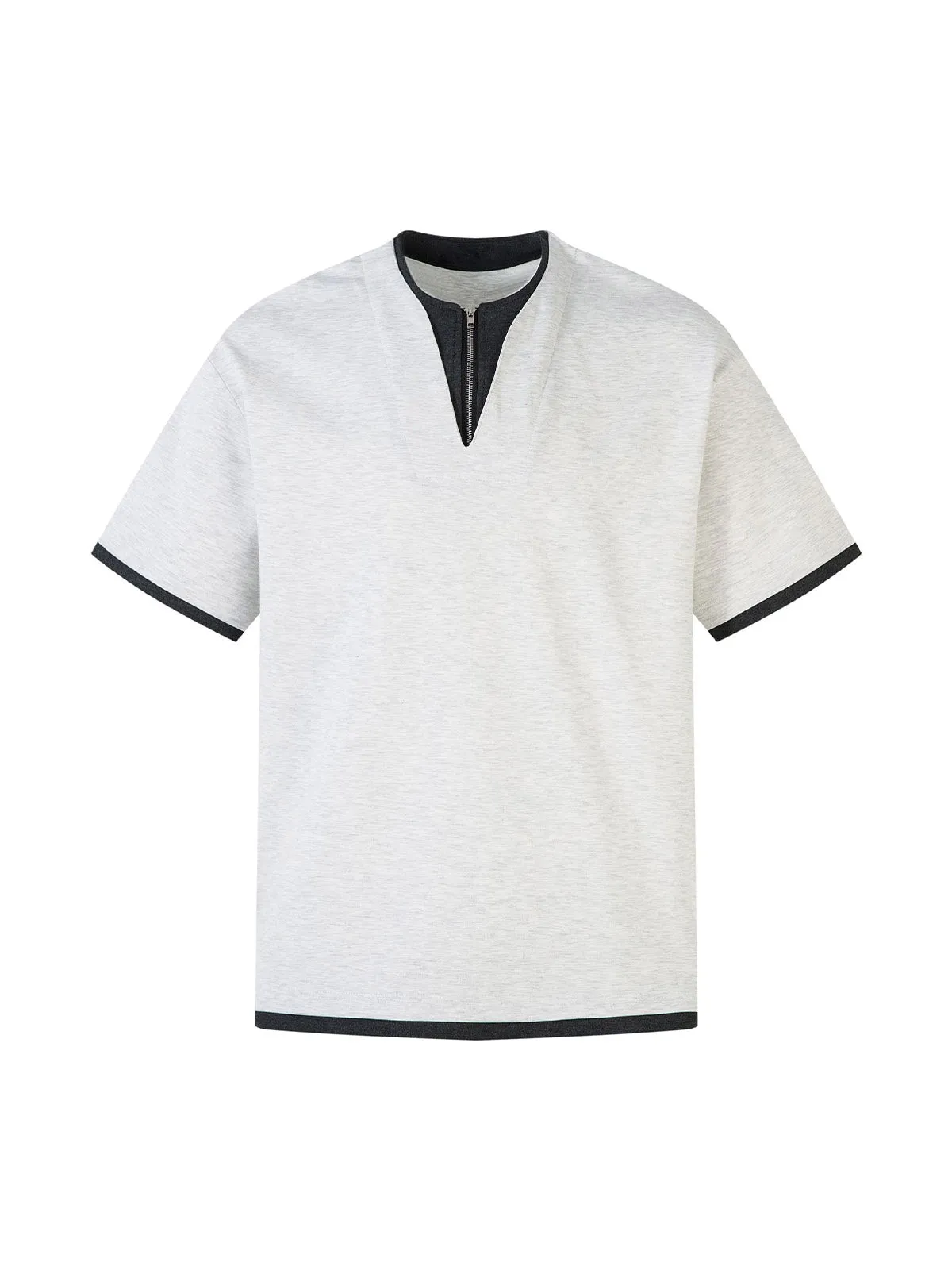 Contrast Color Stitching Faux Two-Piece T-shirt sold by Thesupermade