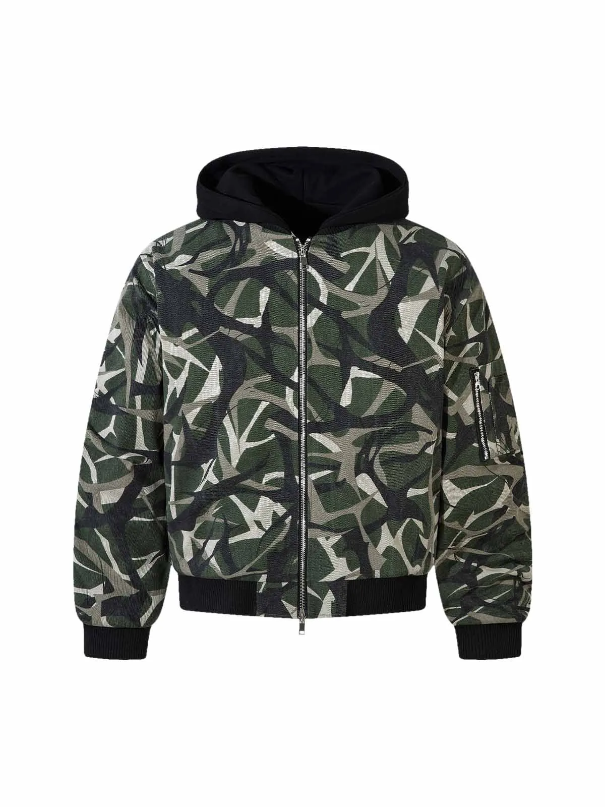 Camouflage Faux Two-Piece Hooded Bomber Jacket sold by Thesupermade product image thumbnail 2