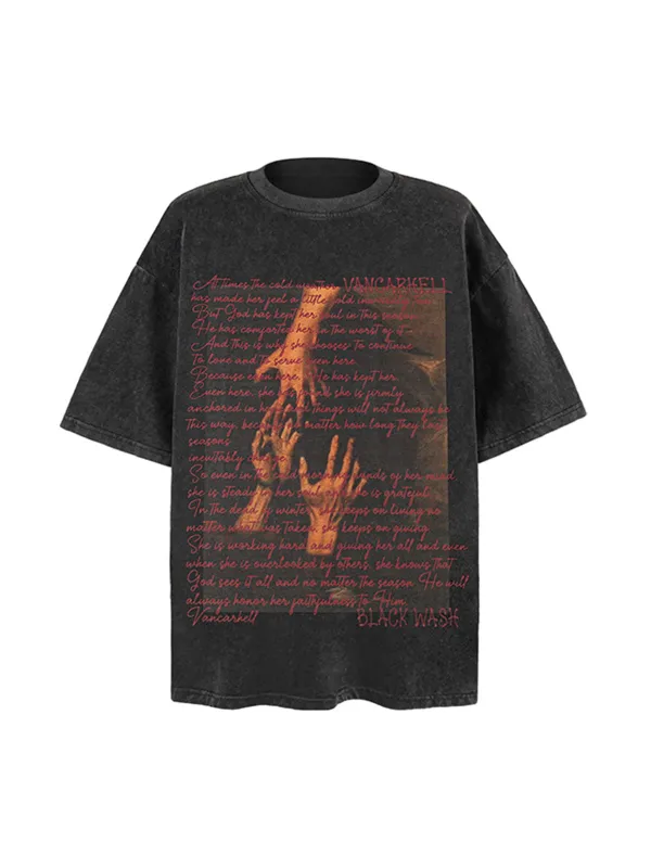 Washed Graphic Crew Neck T-Shirt sold by Thesupermade