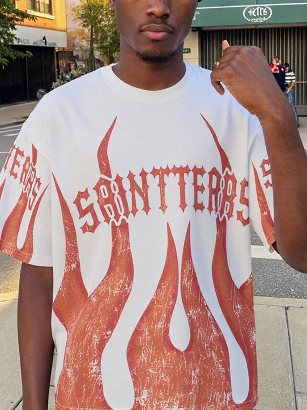 Flame Graphic Crew Neck T-Shirt sold by Thesupermade product image thumbnail 2