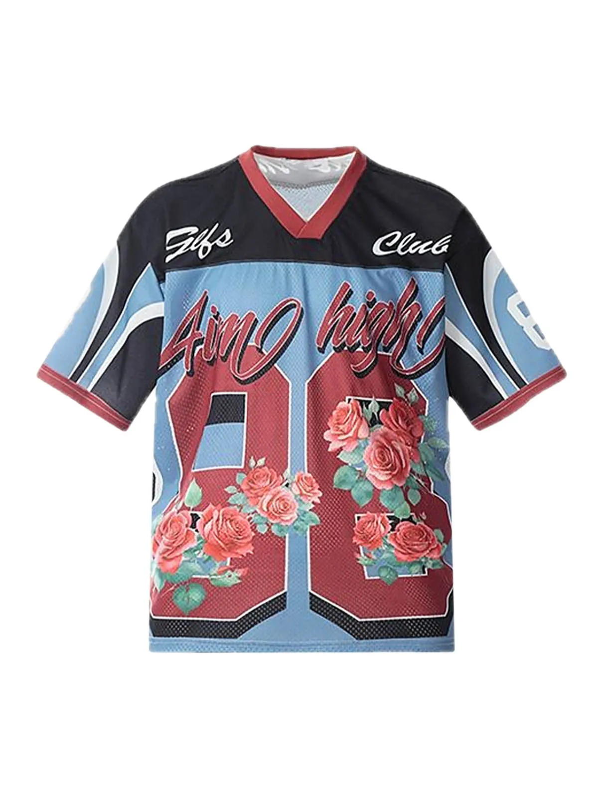 Floral Print Jersey V Neck T-Shirt sold by Thesupermade