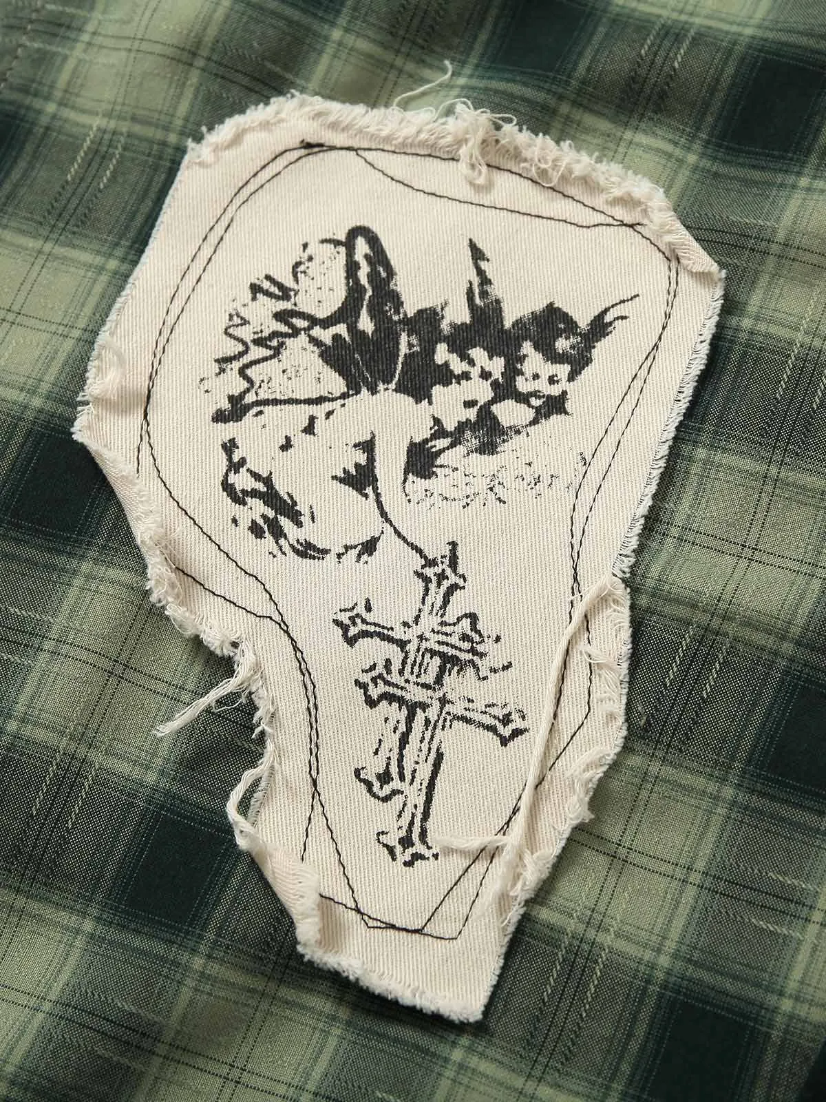 Plaid Applique Printed Short Sleeve Shirt - 2463 sold by Thesupermade product image thumbnail 5