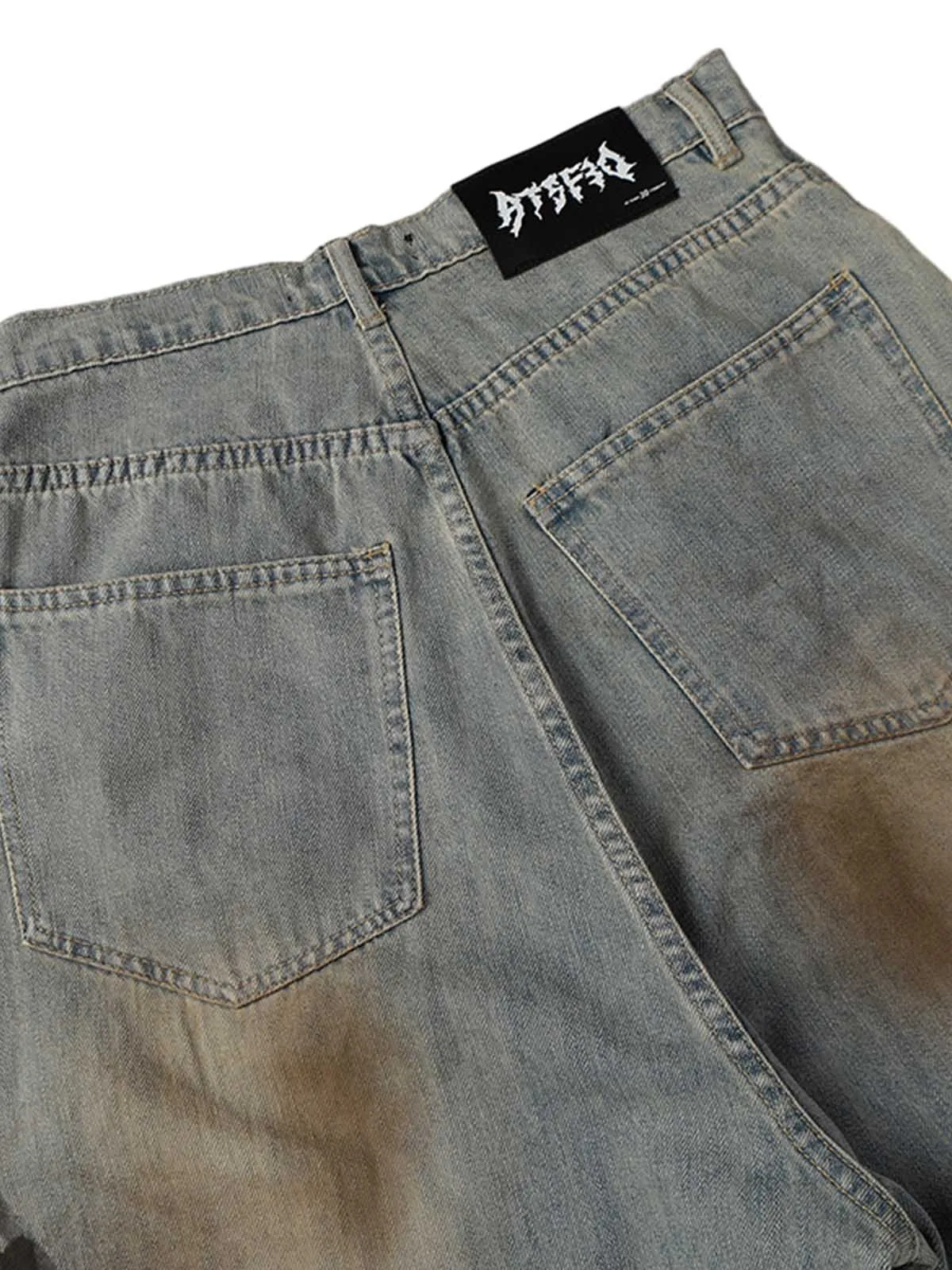 Washed Artistic Tattoo Print Baggy Jeans sold by Thesupermade product image thumbnail 4