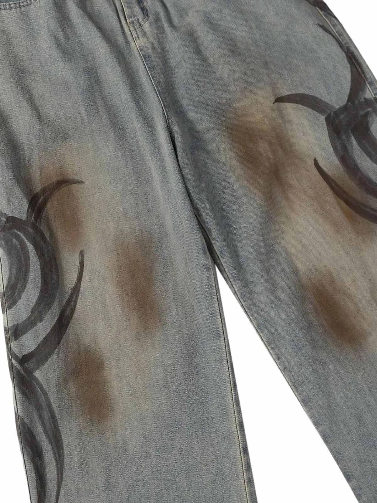 Washed Artistic Tattoo Print Baggy Jeans sold by Thesupermade product image thumbnail 3