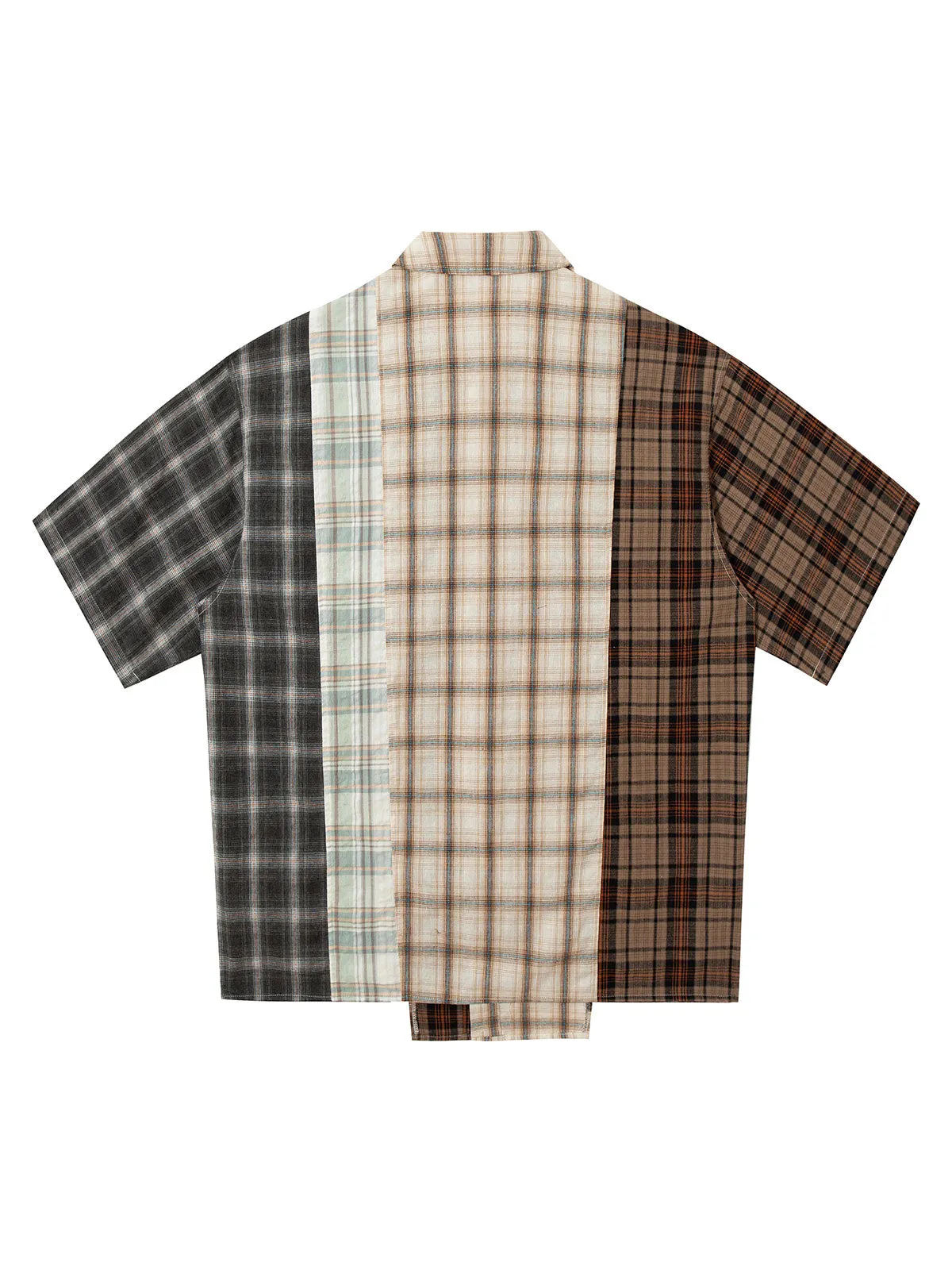 Patchwork Plaid Short-Sleeve Shirt - 2406 sold by Thesupermade product image thumbnail 4