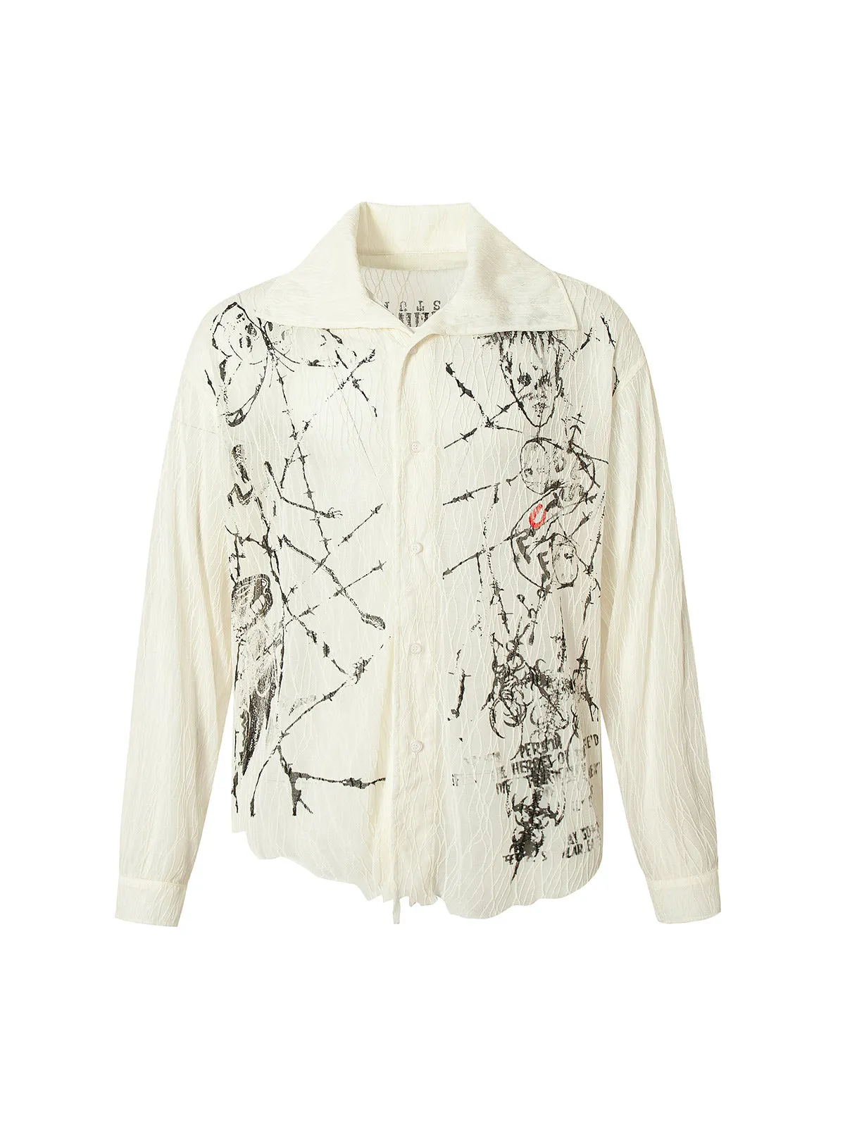 Irregular Pleated Print Shirt sold by Thesupermade product image thumbnail 2