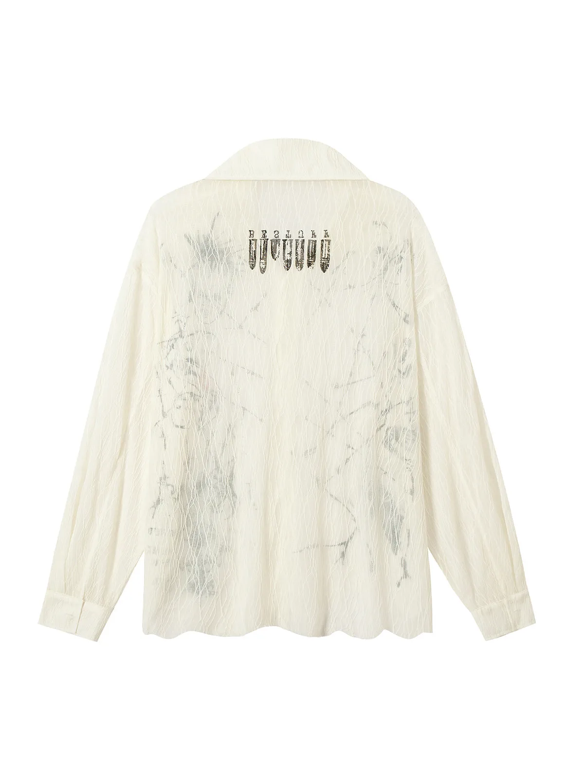 Irregular Pleated Print Shirt sold by Thesupermade product image thumbnail 3