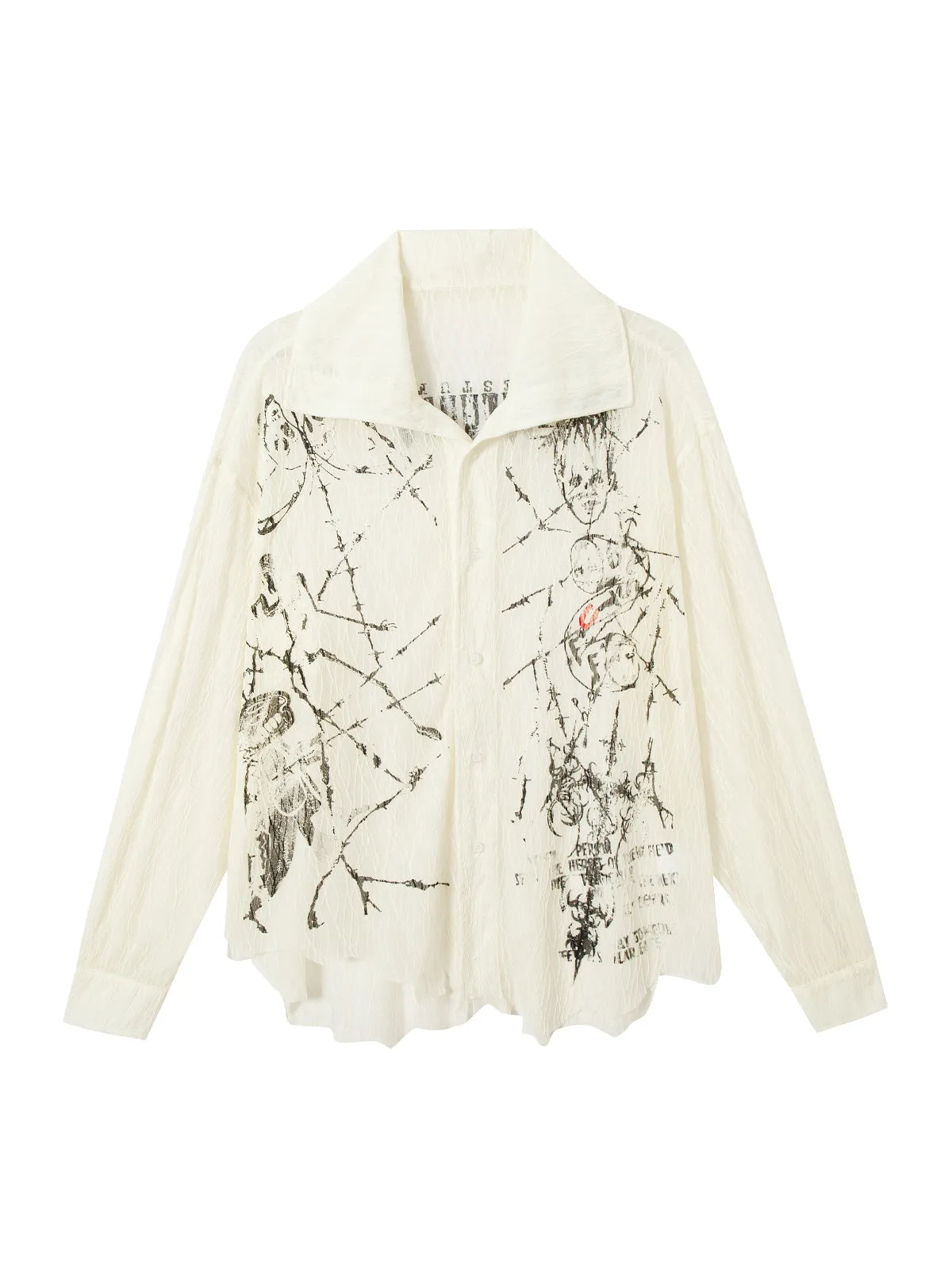 Irregular Pleated Print Shirt sold by Thesupermade