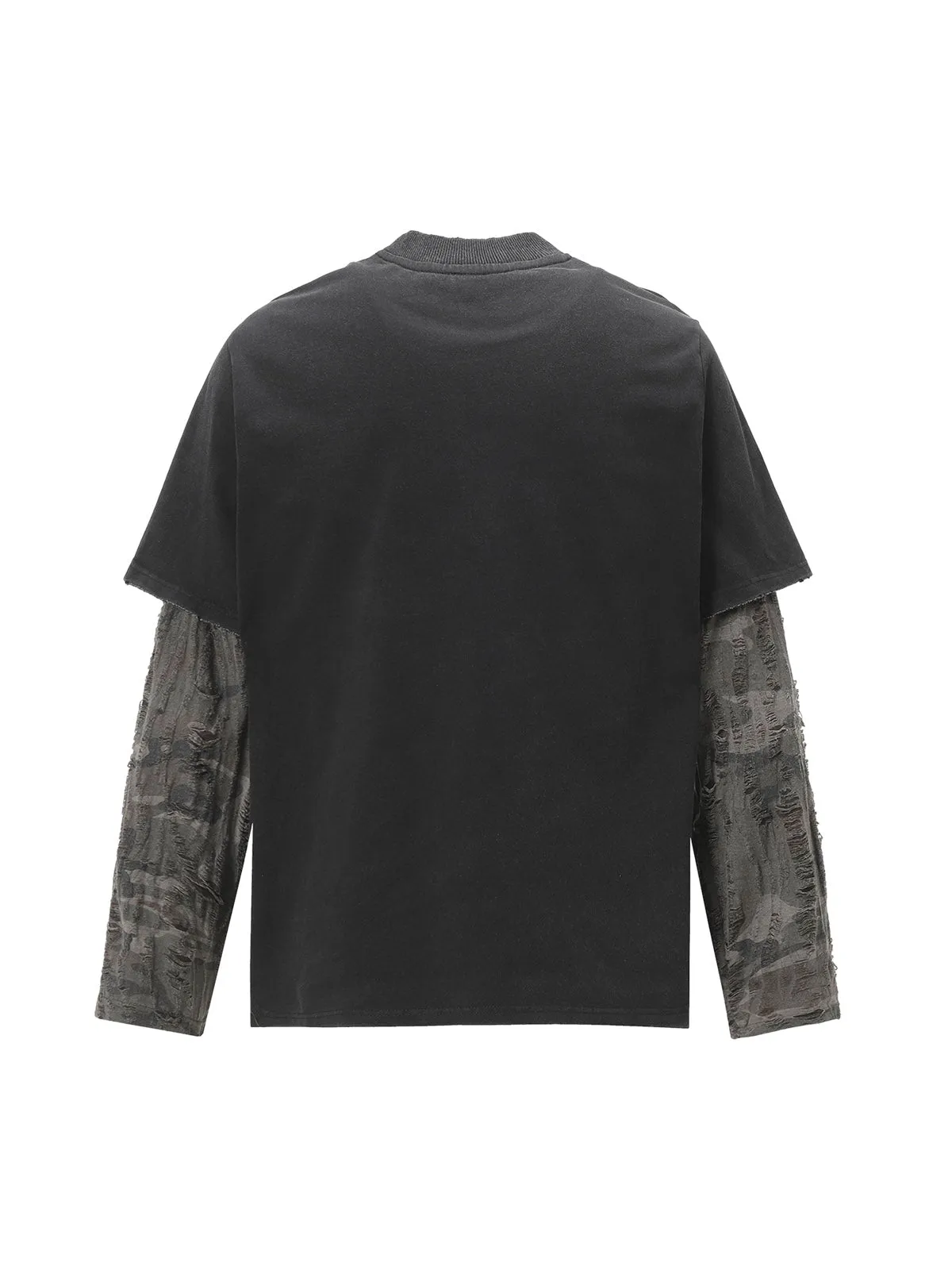 Ripped Faux Two-Piece Crew Neck T-Shirt sold by Thesupermade product image thumbnail 2