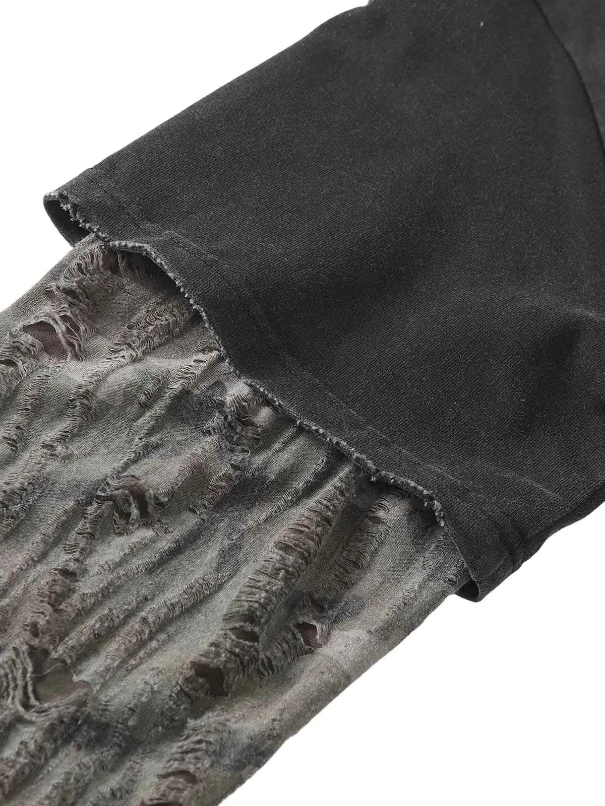 Ripped Faux Two-Piece Crew Neck T-Shirt sold by Thesupermade product image thumbnail 3