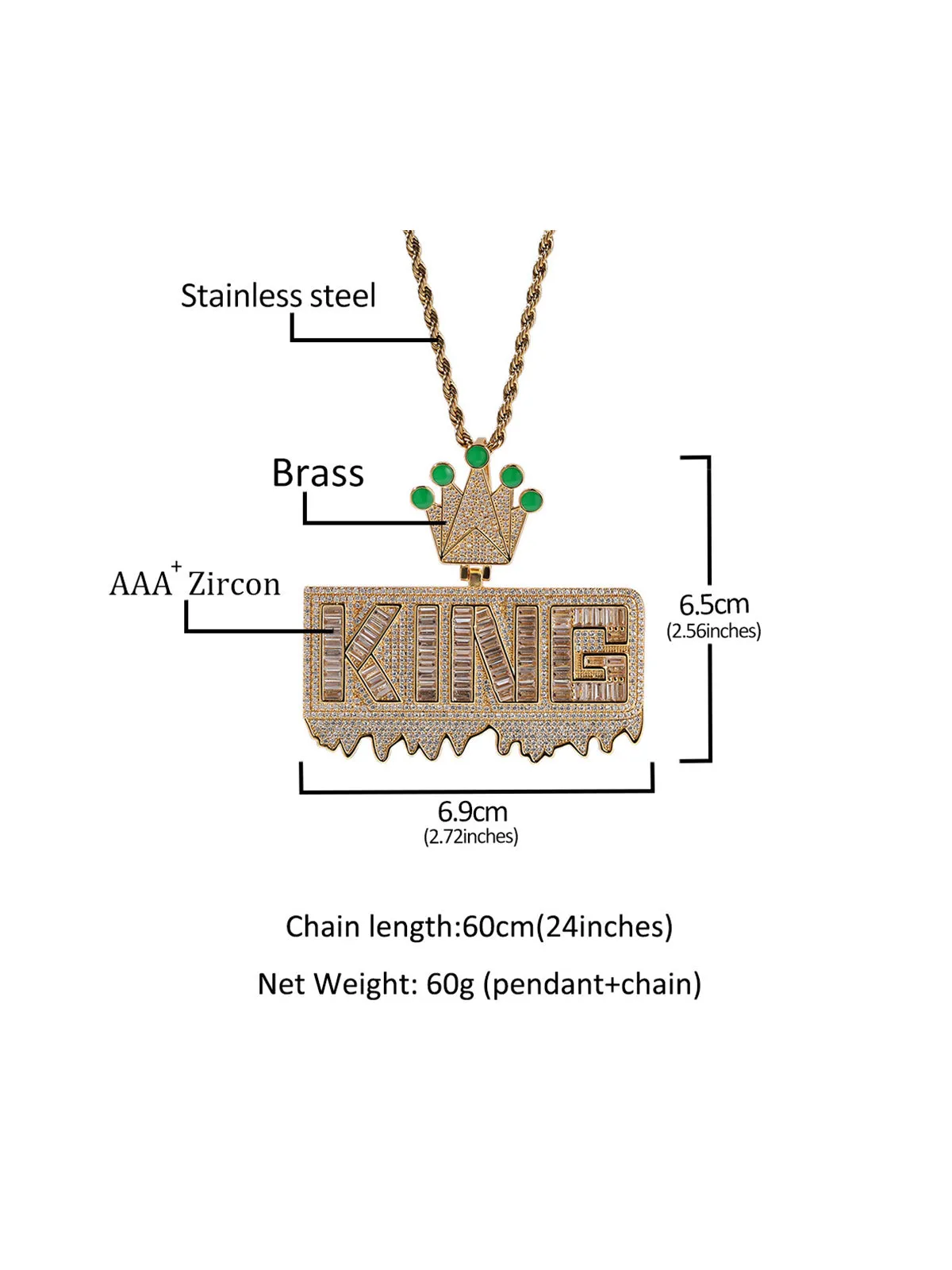"KING" Crown Pendant Necklace sold by Thesupermade product image thumbnail 3