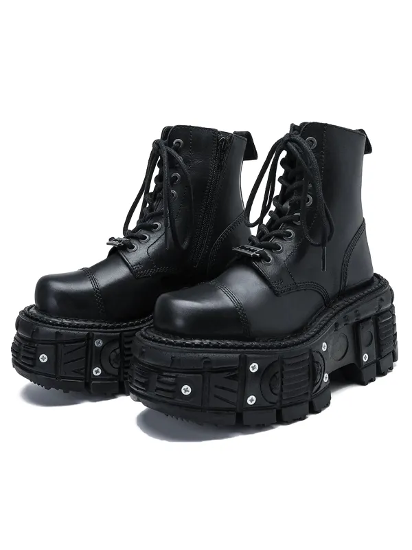 Studded Leather Platform Boots sold by Thesupermade