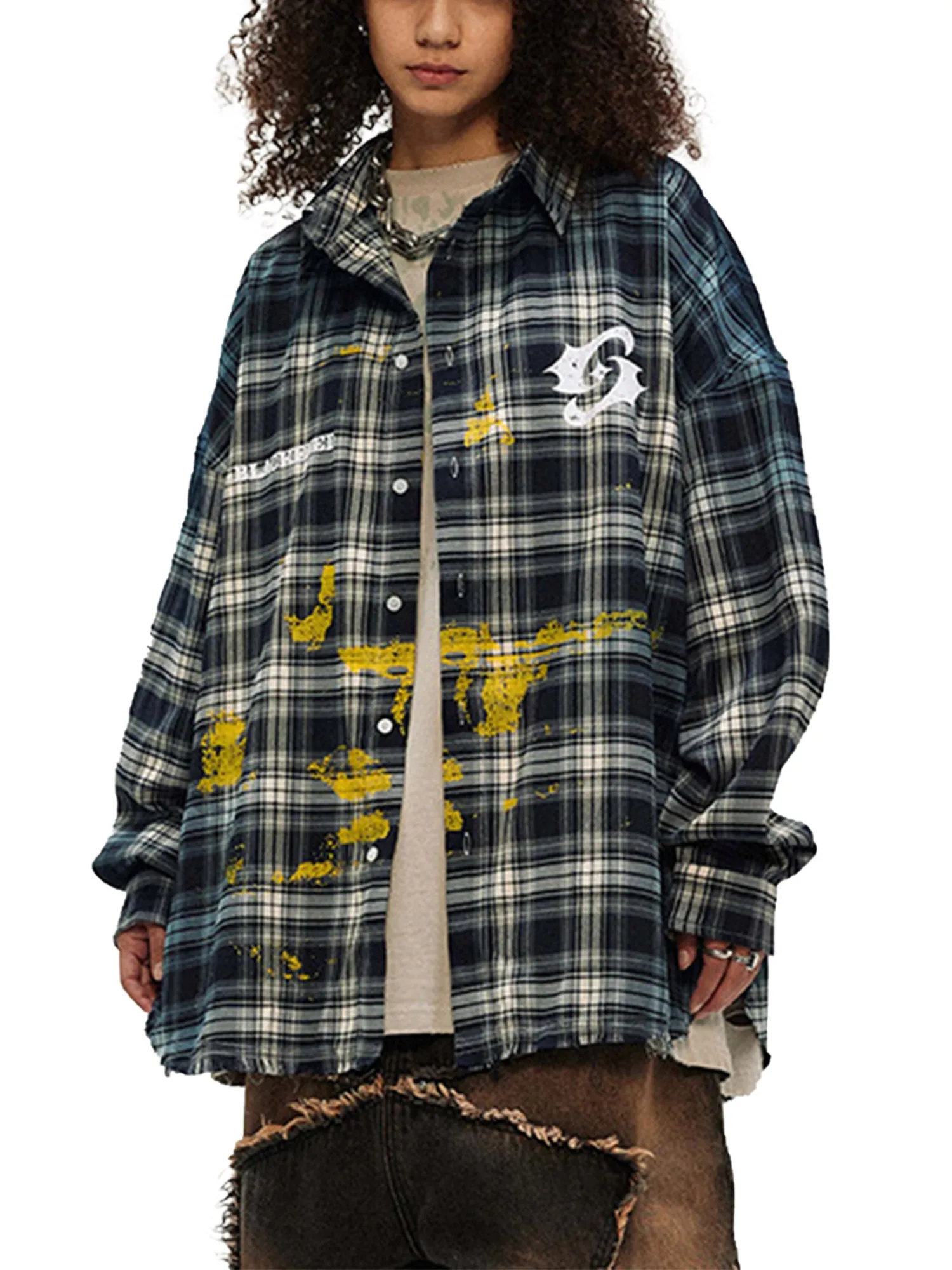 Thesupermade High Street Hip Hop Spray Print Shirt sold by Thesupermade product image thumbnail 2