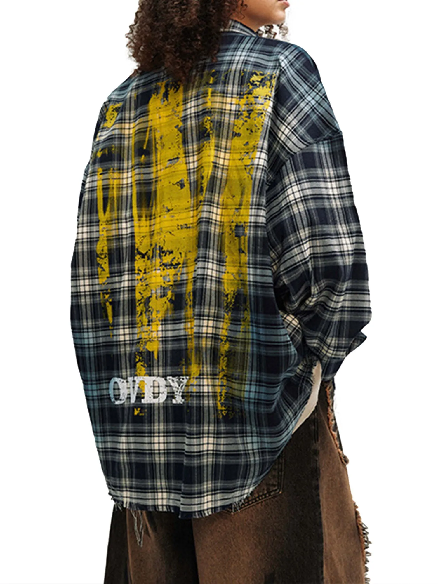 Thesupermade High Street Hip Hop Spray Print Shirt sold by Thesupermade product image thumbnail 3