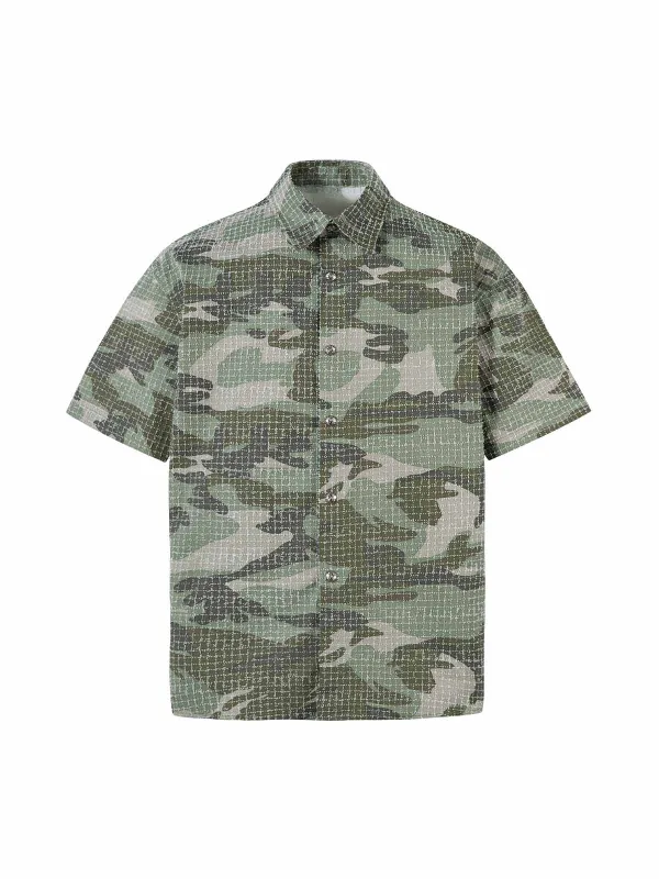 Washed Brushed Camouflage Short Sleeve Shirt sold by Thesupermade