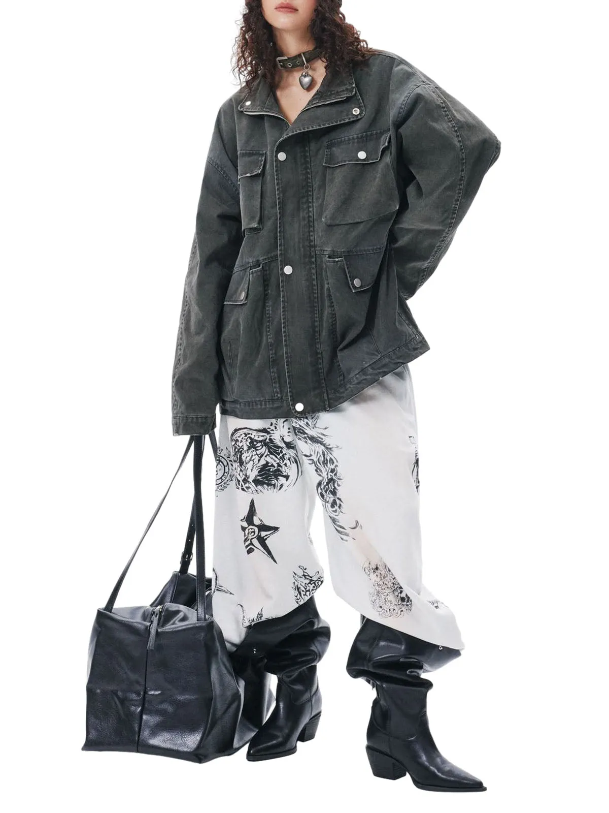 Retro Washed Distressed Multi-Pocket Work Jacket sold by Thesupermade product image thumbnail 5