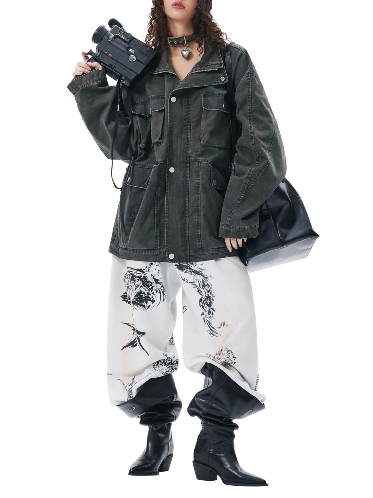 Retro Washed Distressed Multi-Pocket Work Jacket sold by Thesupermade product image thumbnail 3