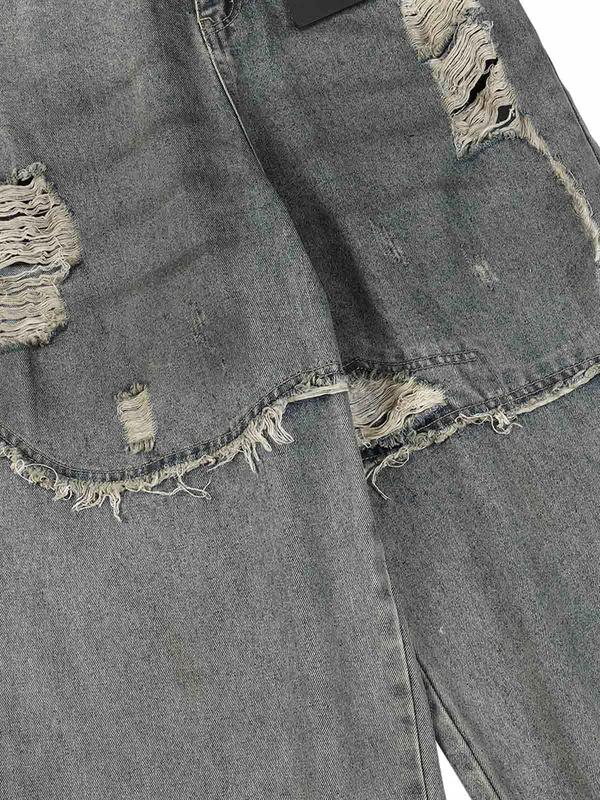 Ripped Spliced Straight Jeans sold by Thesupermade product image thumbnail 4