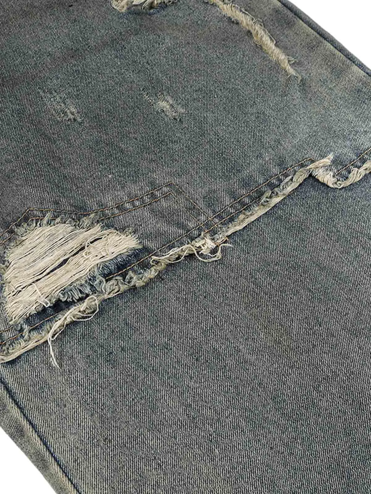 Ripped Spliced Straight Jeans sold by Thesupermade product image thumbnail 5