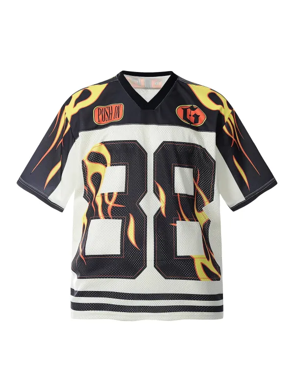 Jersey Style Flame Print T-shirt sold by Thesupermade