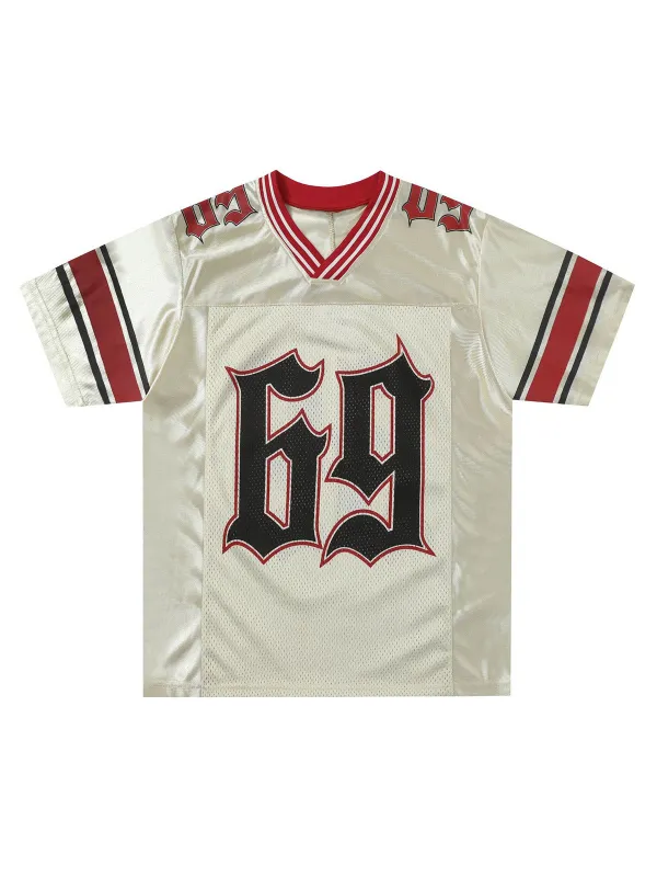 Print Jersey V-Neck T-shirt sold by Thesupermade