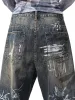 Print Hand-Painted Graffiti Drawstring Baggy Jeans sold by Thesupermade