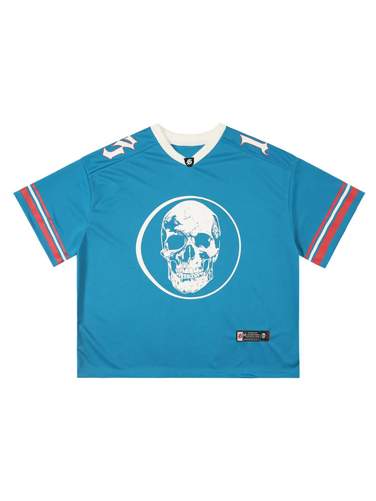 Skull Print V-Neck T-shirt sold by Thesupermade product image thumbnail 2