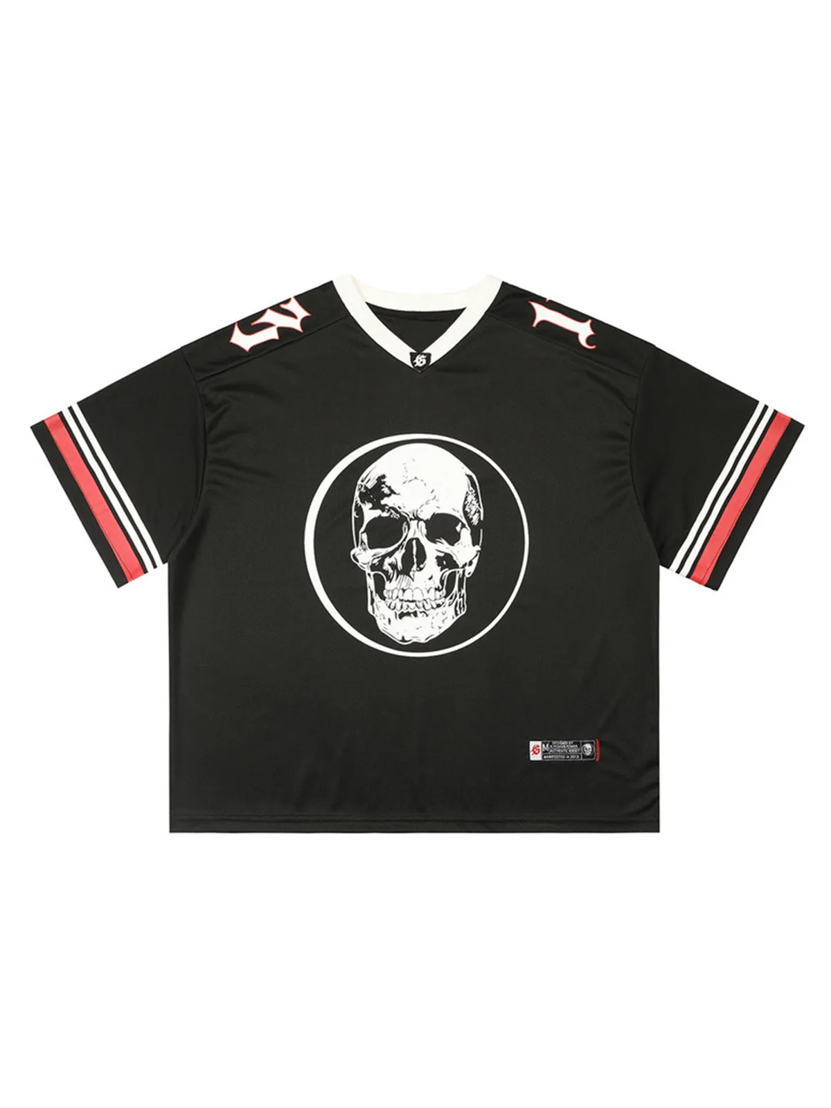 Skull Print V-Neck T-shirt sold by Thesupermade