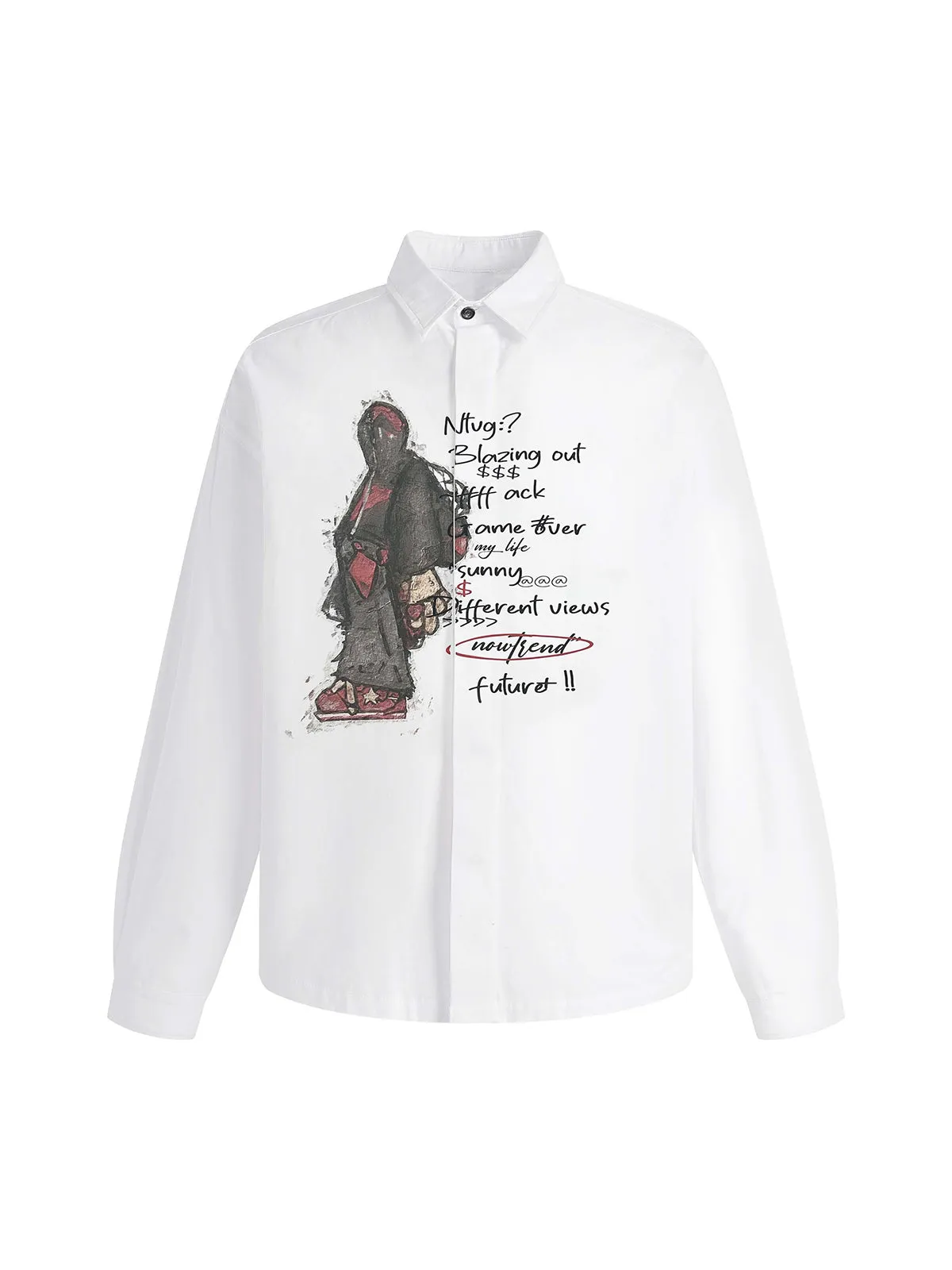 Graphic Portrait Print Long-Sleeve Shirt sold by Thesupermade product image thumbnail 3