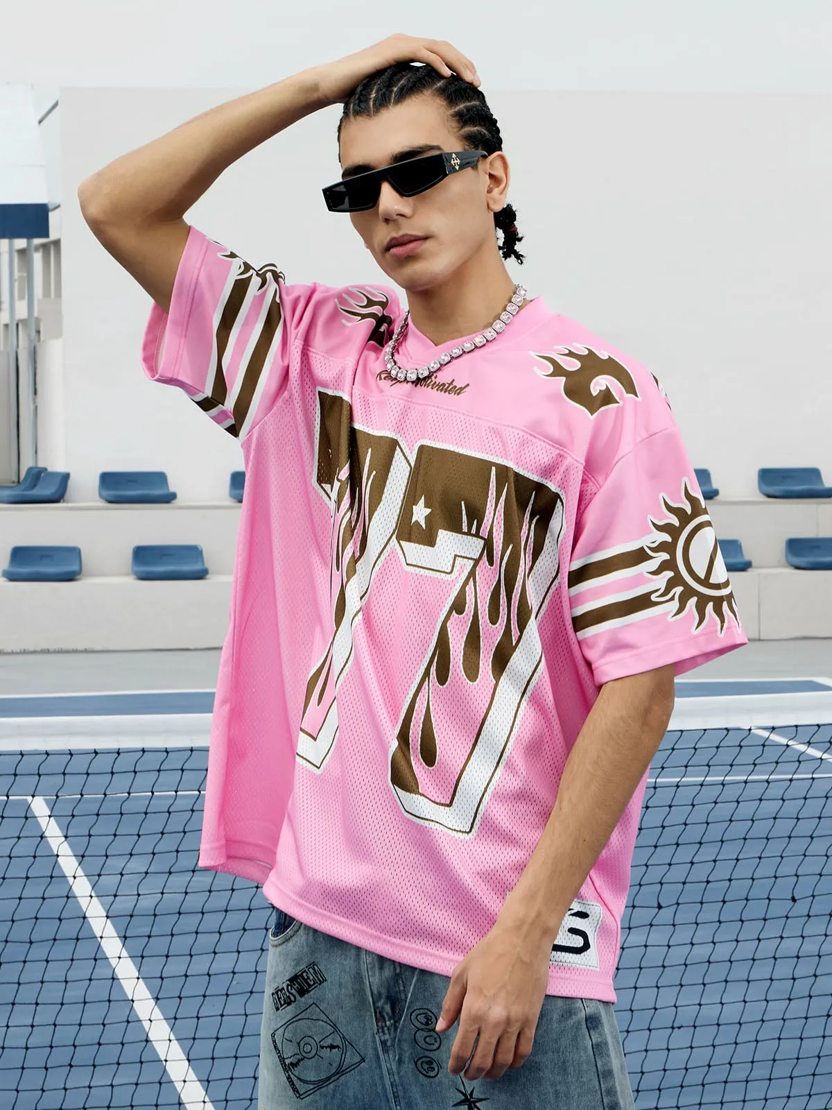 Pink Flame Print Jersey T-shirt - 2390 sold by Thesupermade product image thumbnail 3