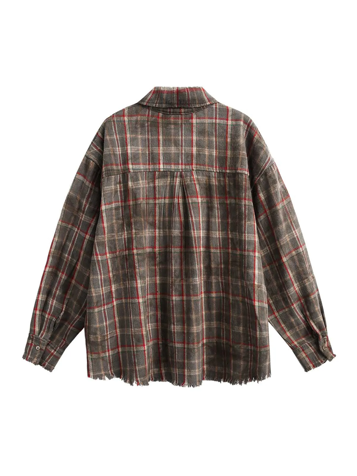 Vintage Plaid Tie-Dye Long Sleeve Shirt sold by Thesupermade product image thumbnail 4