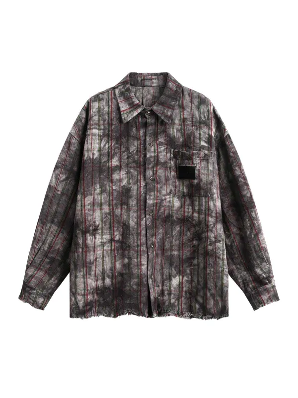 Vintage Plaid Tie-Dye Long Sleeve Shirt sold by Thesupermade