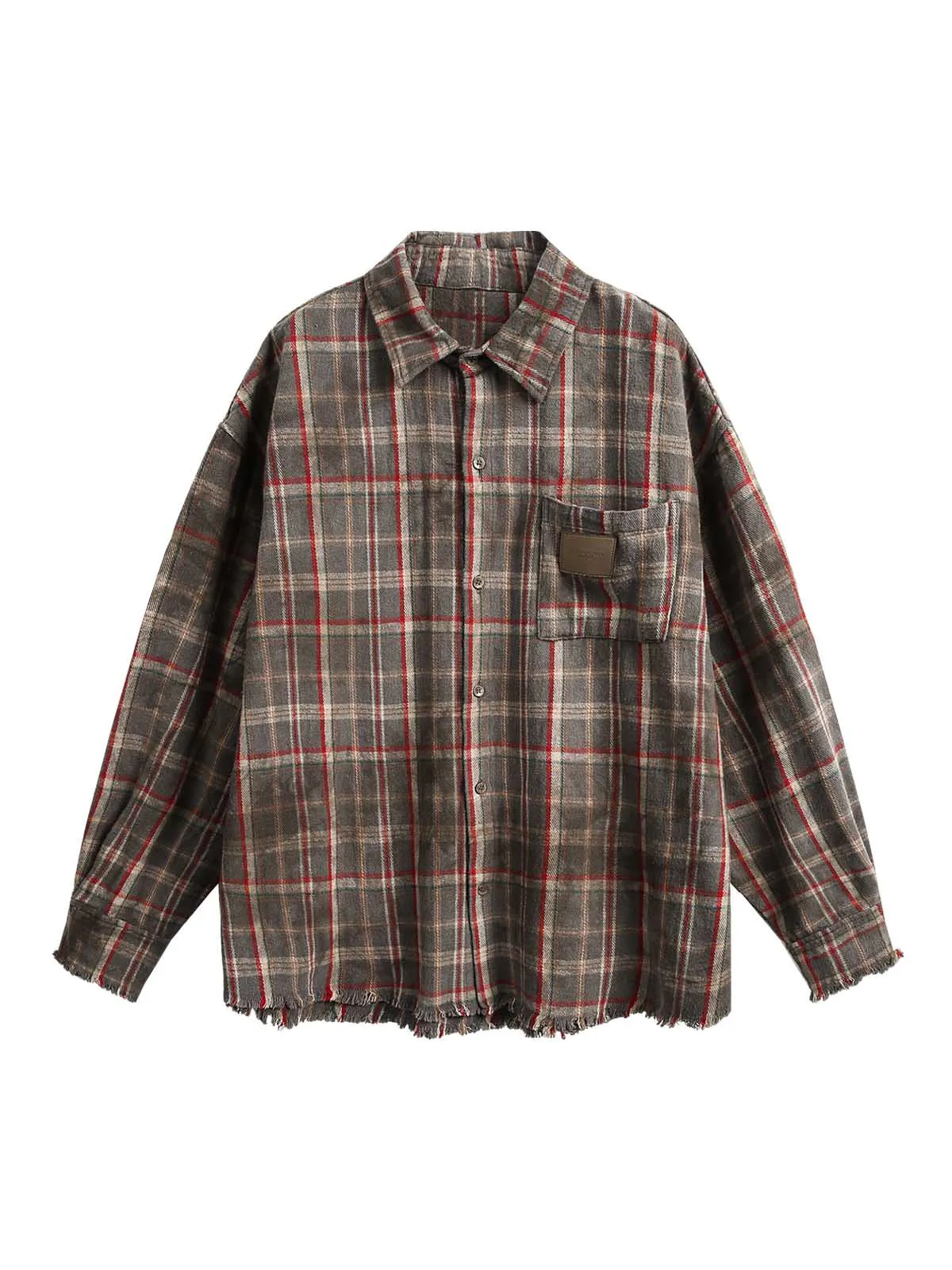 Vintage Plaid Tie-Dye Long Sleeve Shirt sold by Thesupermade product image thumbnail 2