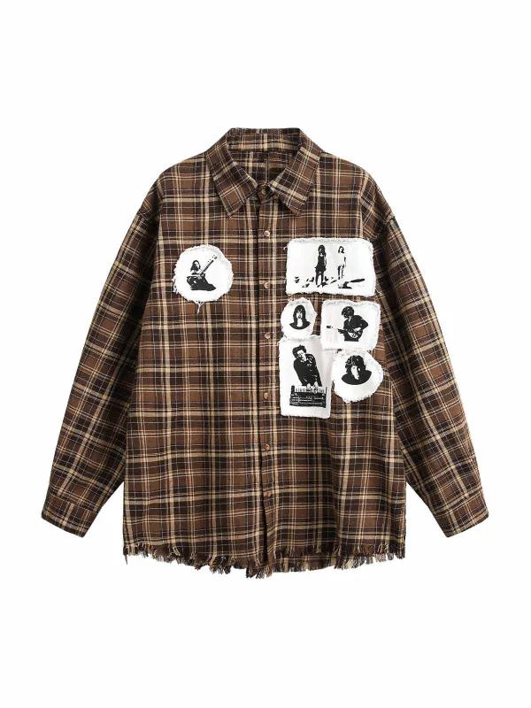 Vintage Portrait Applique Long Sleeve Shirt sold by Thesupermade