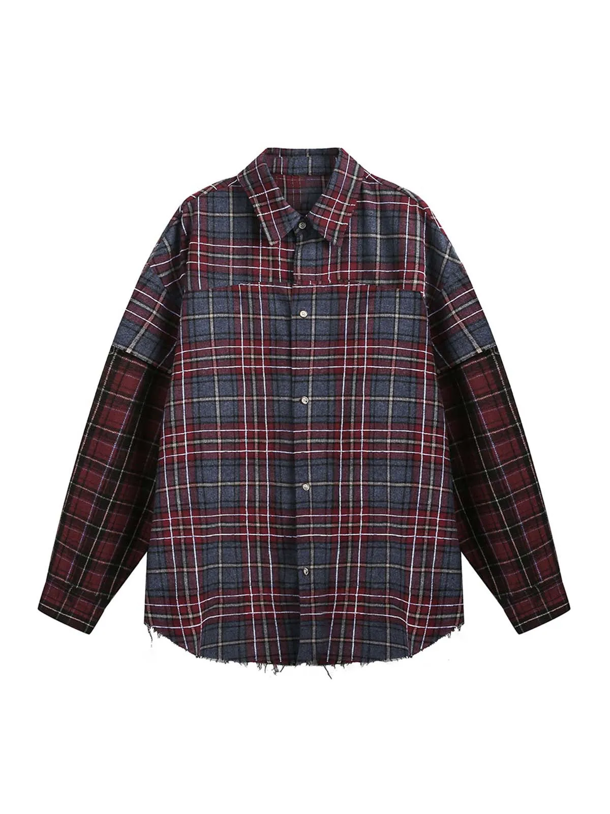 Retro Faux Two-Piece Plaid Shirt sold by Thesupermade
