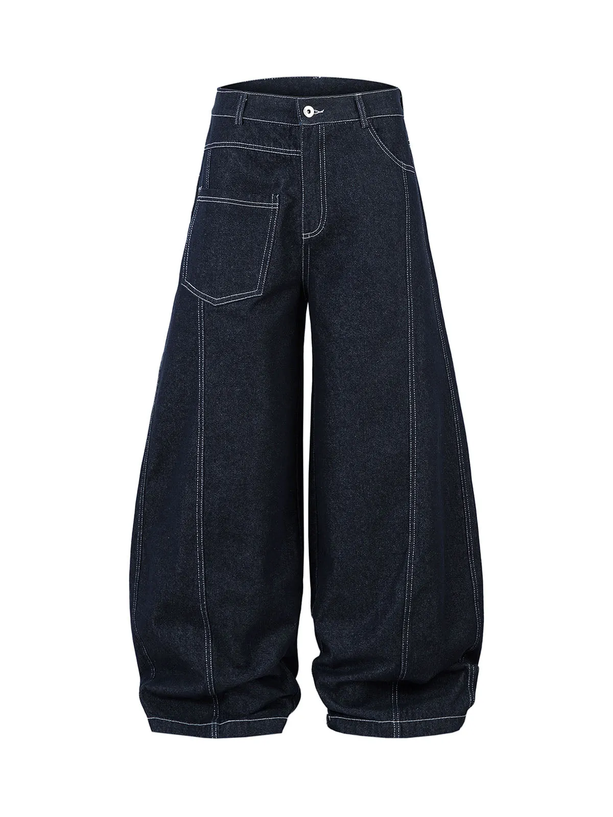 Deconstructed Contrast Stitching Barrel Jeans - 2326 sold by Thesupermade