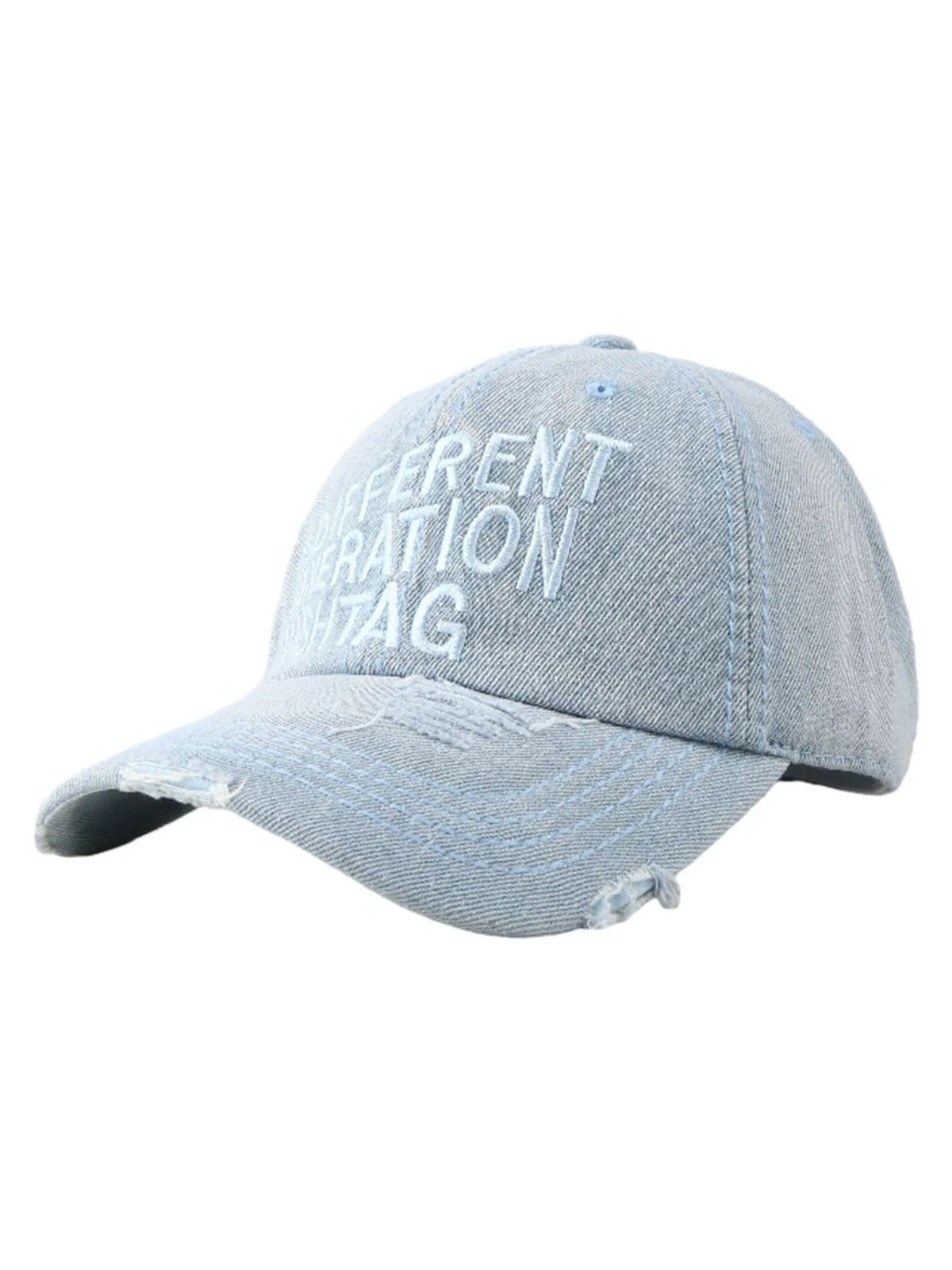 Washed "DIFFERENT GENERATION" Denim Baseball Cap sold by Thesupermade product image thumbnail 4
