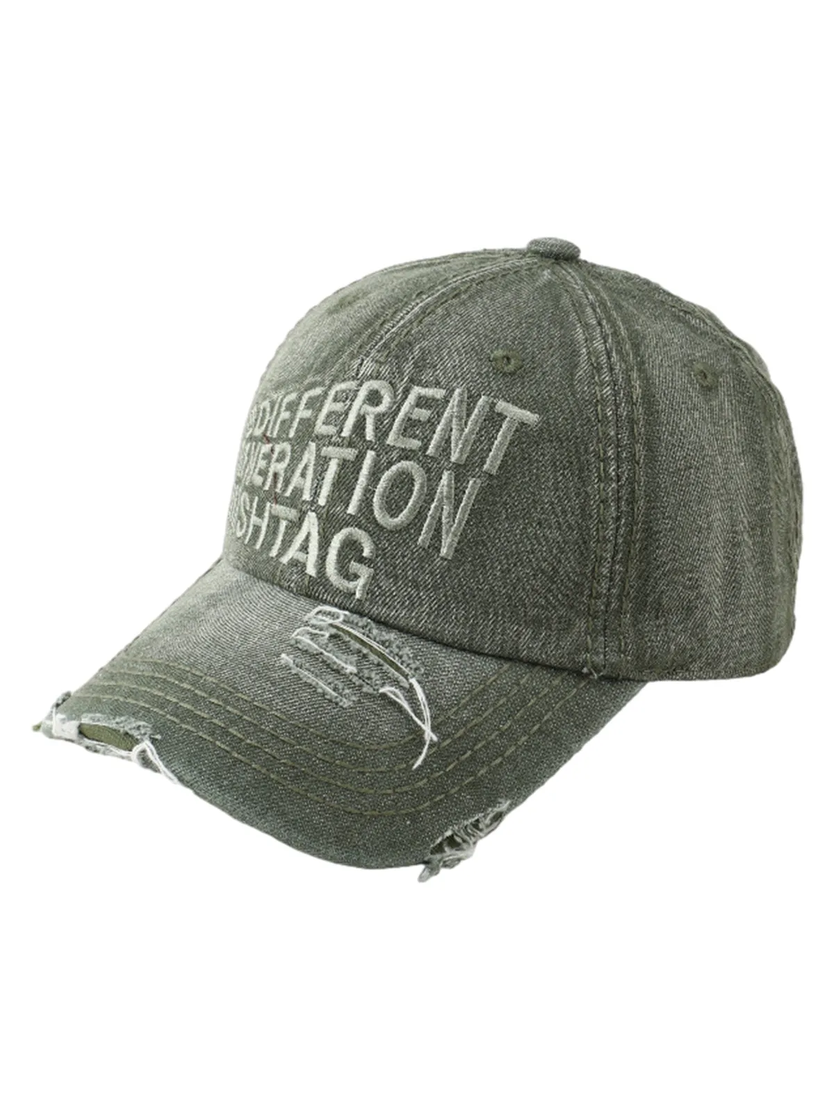 Washed "DIFFERENT GENERATION" Denim Baseball Cap sold by Thesupermade product image thumbnail 5