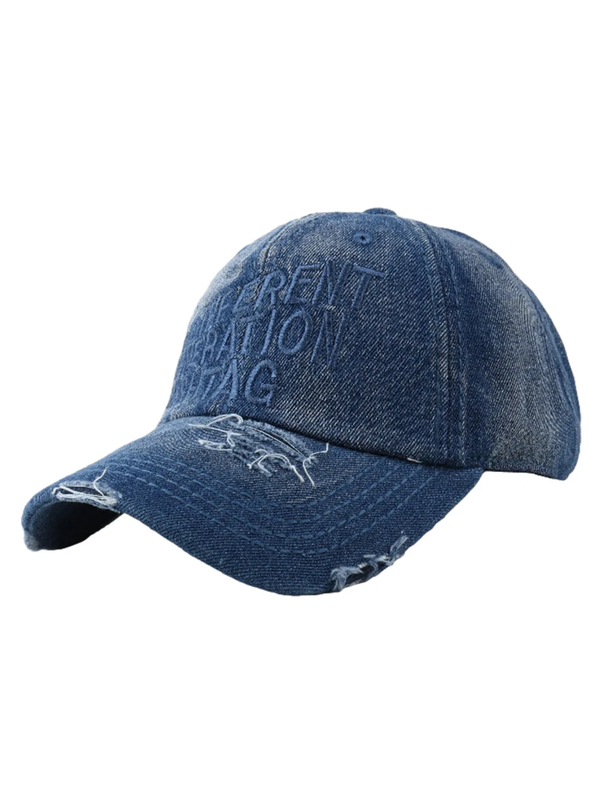 Washed "DIFFERENT GENERATION" Denim Baseball Cap sold by Thesupermade product image thumbnail 2