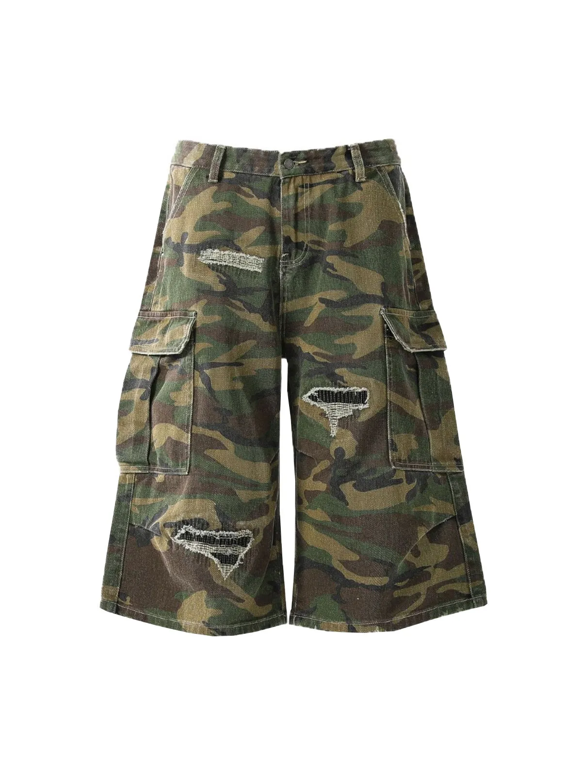 Retro Ripped Camouflage Cropped Jorts - 2387 sold by Thesupermade